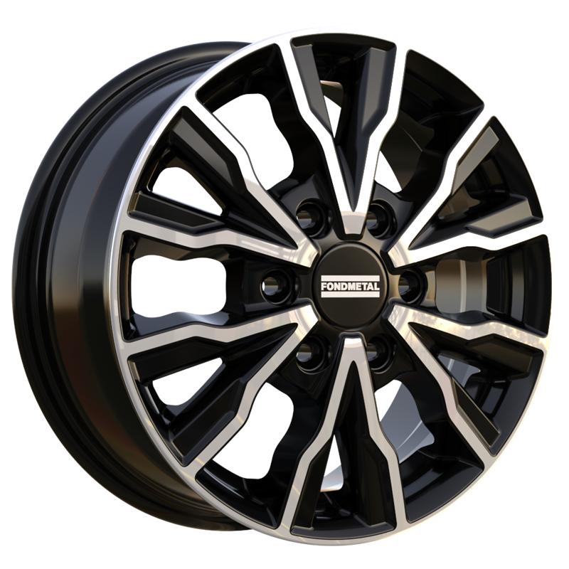 Cerchio FONDMETAL Pro2 Glossy Black Machined 6 fori 16\" 6.5X16 ET54 6x130