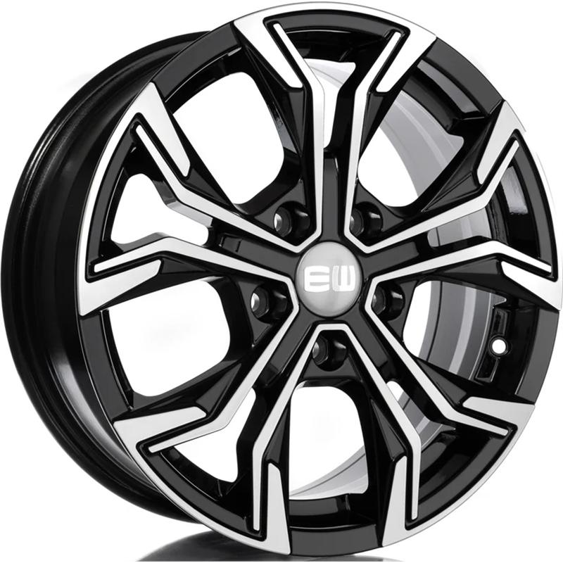 Cerchio EW Ej12 Vigor Black Polished 5 fori 16\" 6.5X16 ET45 5x108