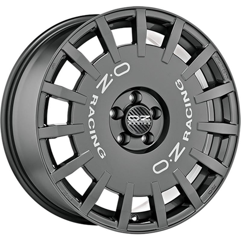 Cerchio OZ RACING Rally Racing Dark Grahpite Silver Lettering 5 fori 18\" 7.5X18 ET46 5x112