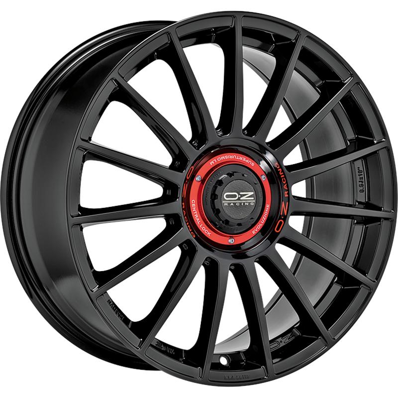 Cerchio OZ RACING Superturismo Evoluzione Wrc Gloss Black Red Lettering 5 fori 18\" 8X18 ET48 5x112