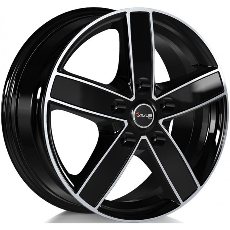 Cerchio AVUS AC-V51 Black Polished 5 fori 16\" 6.5X16 ET45 5x120