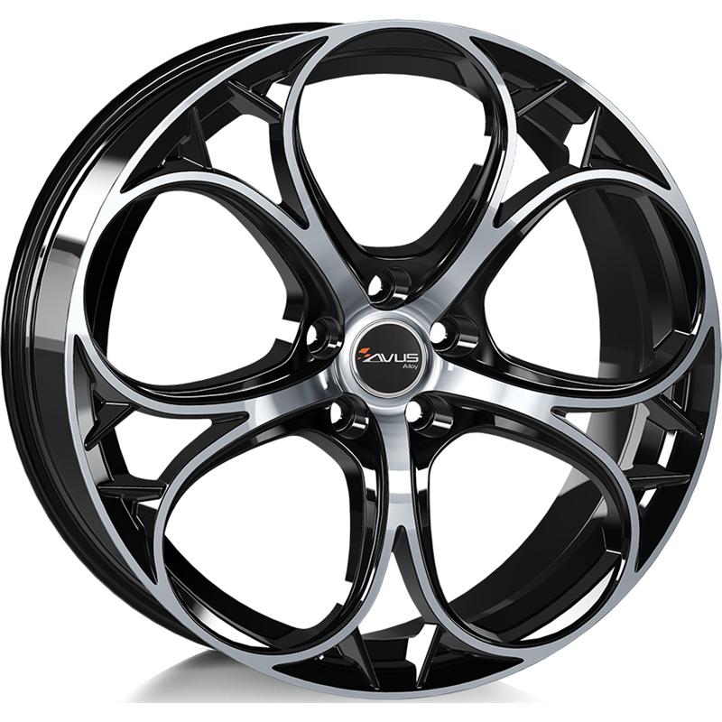Cerchio AVUS AC-520 Black Polished 5 fori 17\" 7.5X17 ET30 5x110