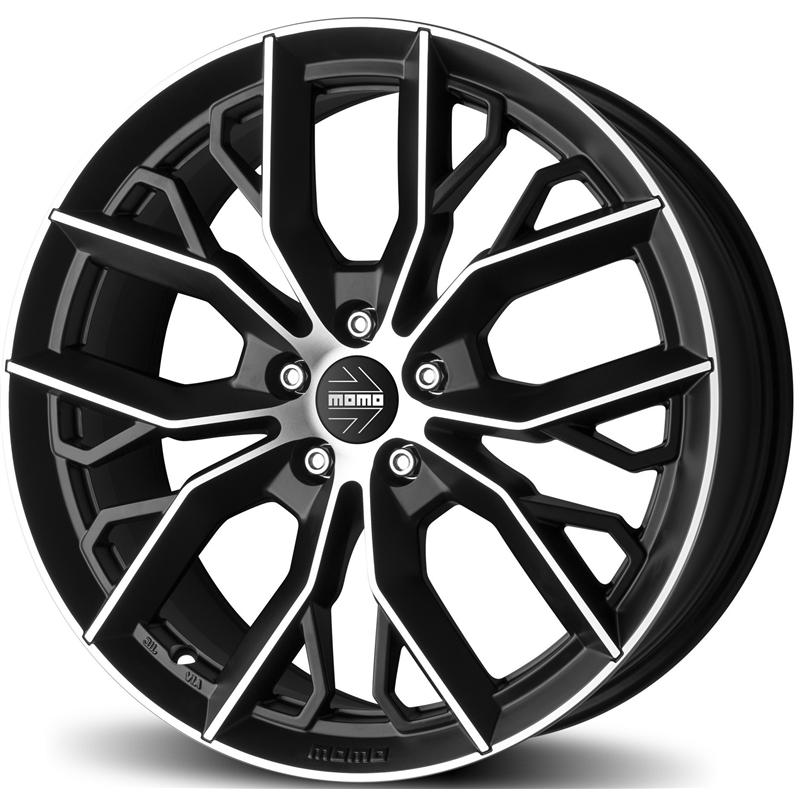 Cerchi in Lega MOMO WHEELS Massimo Nero Opaco Diamantato 5 fori 16\" 7X16 ET45 5x108