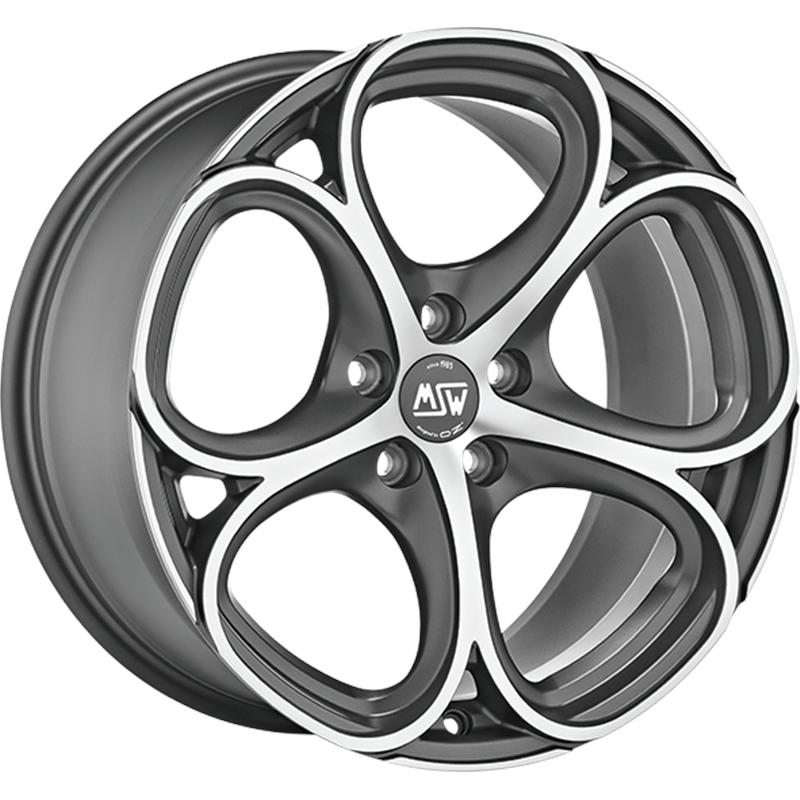 Cerchio MSW Msw 82 Matt Gun Metal Full Polished 5 fori 18\" 8X18 ET40 5x100