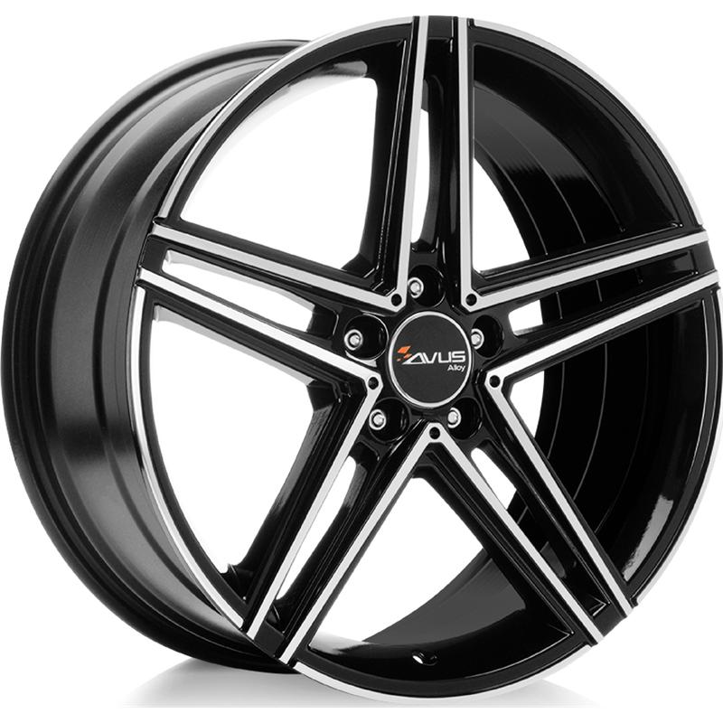 Cerchio AVUS AC-515 Black Polished 5 fori 17\" 7.5X17 ET53 5x112
