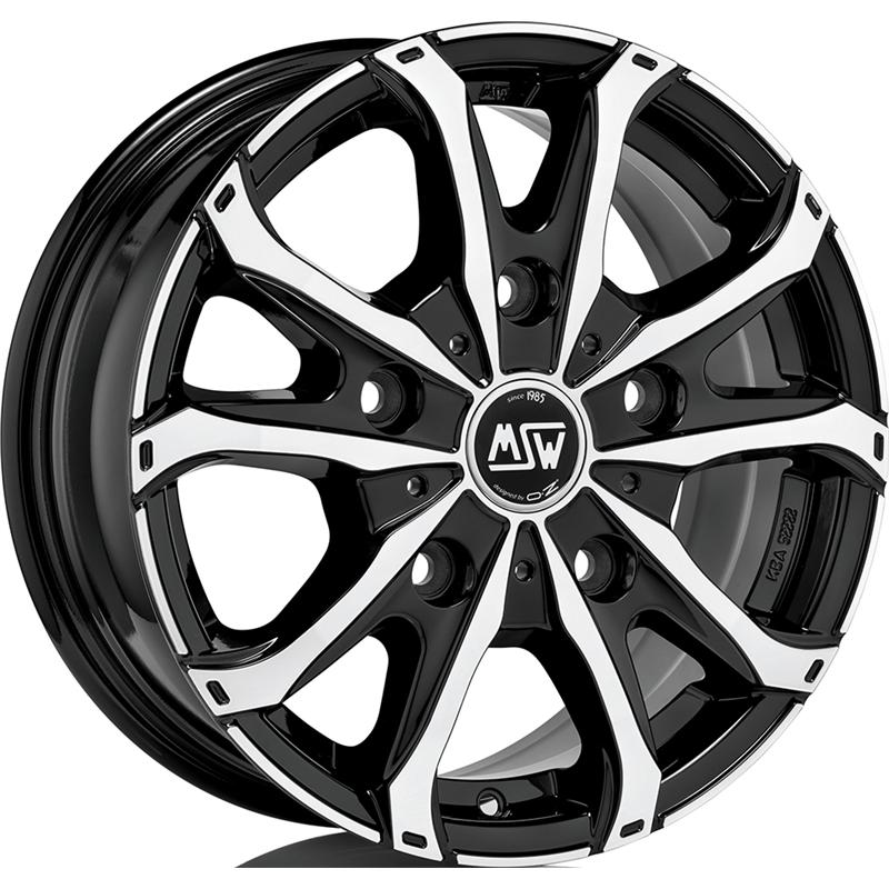 Cerchio MSW Msw 48 Van 6 Holes Gloss Black Full Polished 6 fori 16\" 6.5X16 ET50 6x120