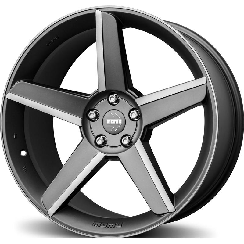 Cerchi in Lega MOMO WHEELS Stealth Anthracite Opaco Diamantato 5 fori 19\" 8.5X19 ET25 5x112