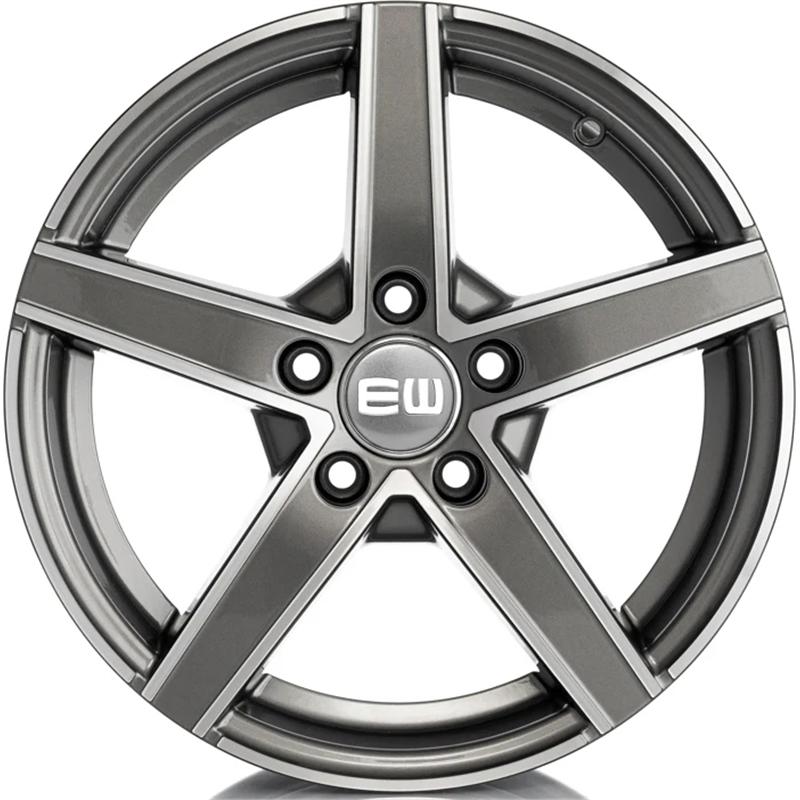 Cerchi in Lega EW Ew12 Jazzy Palladium Polished 5 fori 16\" 7X16 ET35 5x112