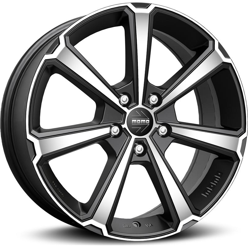 Cerchi in Lega MOMO WHEELS Legend Nero Opaco Diamantato 5 fori 18\" 7.5X18 ET35 5x110