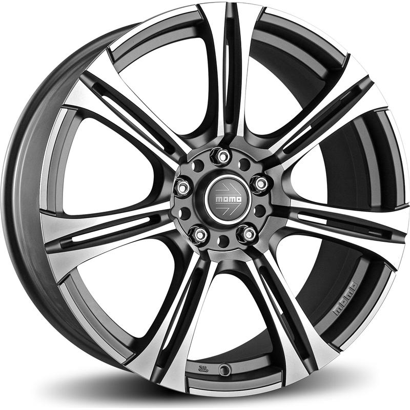 Cerchi in Lega MOMO WHEELS Next Evo Matt Anthracite Polished 5 fori 17\" 7X17 ET35 5x100