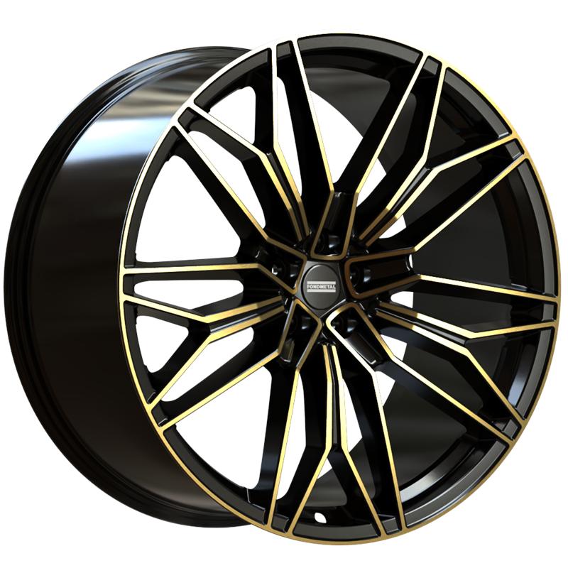 Cerchi in Lega Fondmetal StC-23 Black Clearcoat Glossy Gold Machined 5 fori 23\" 10X23 ET18 5x112