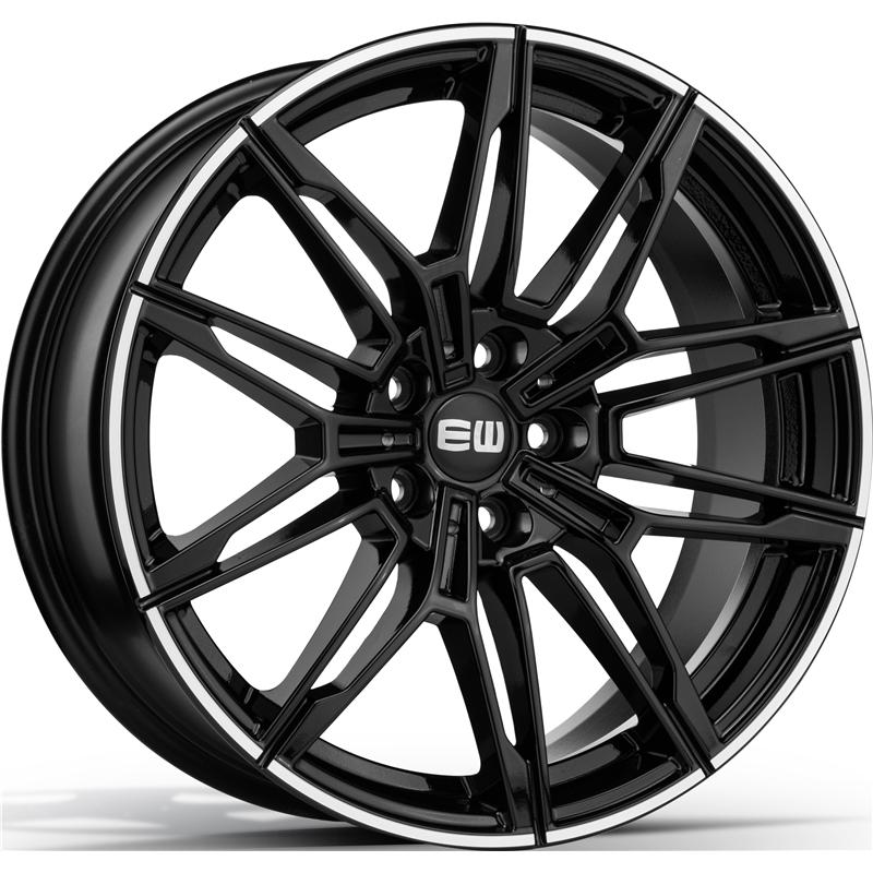 Cerchi in Lega EW Ew18 Aquila Black Lip Polished 5 fori 19\" 8.5X19 ET30 5x112