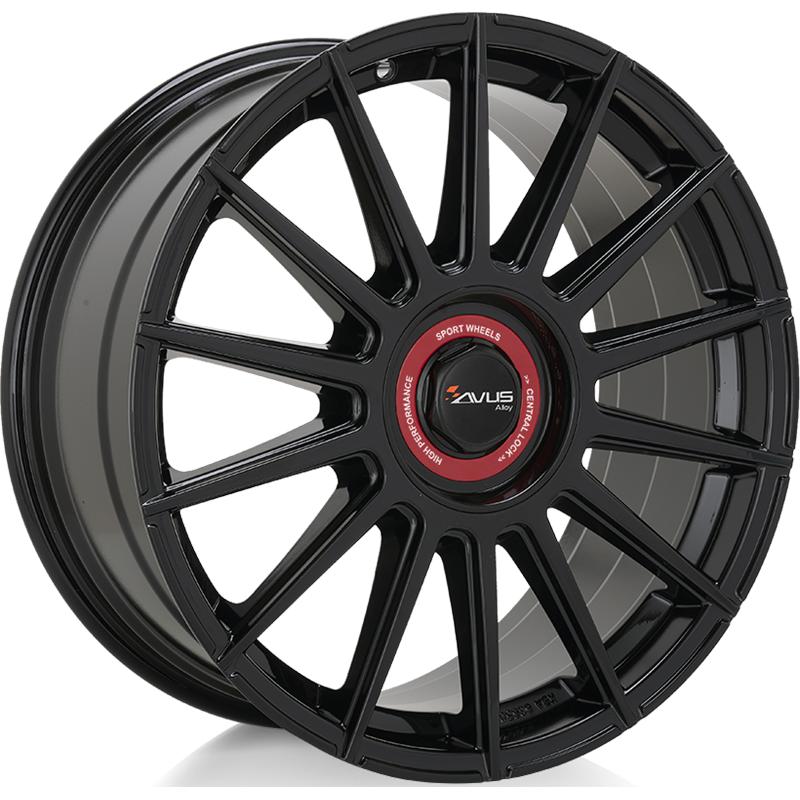 Cerchi in Lega Avus AC-M09 Black Cap Rosso 5 fori 18\" 8X18 ET30 5x112