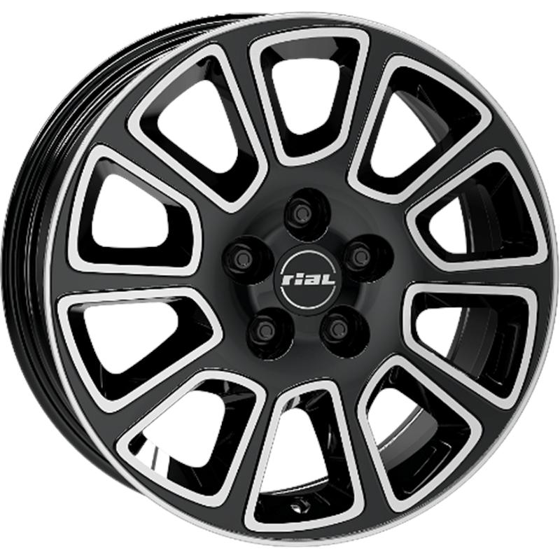 Cerchi in Lega Rial Transporter 2 Diamant Schwarz Frontpoliert 5 fori 17\" 7X17 ET45 5x114.3