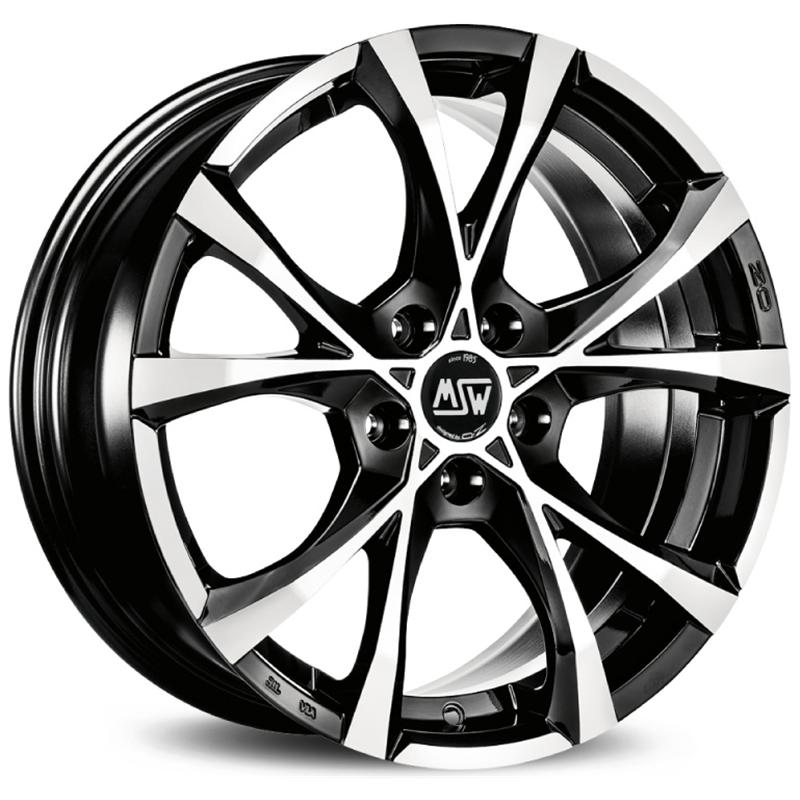 Cerchi in Lega MSW Cross Over Gloss Black Full Polished 5 fori 16\" 7X16 ET35 5x112