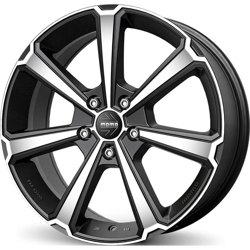 Cerchi in Lega MOMO WHEELS Legend Nero Opaco Diamantato 5 fori 17\" 7X17 ET43 5x100