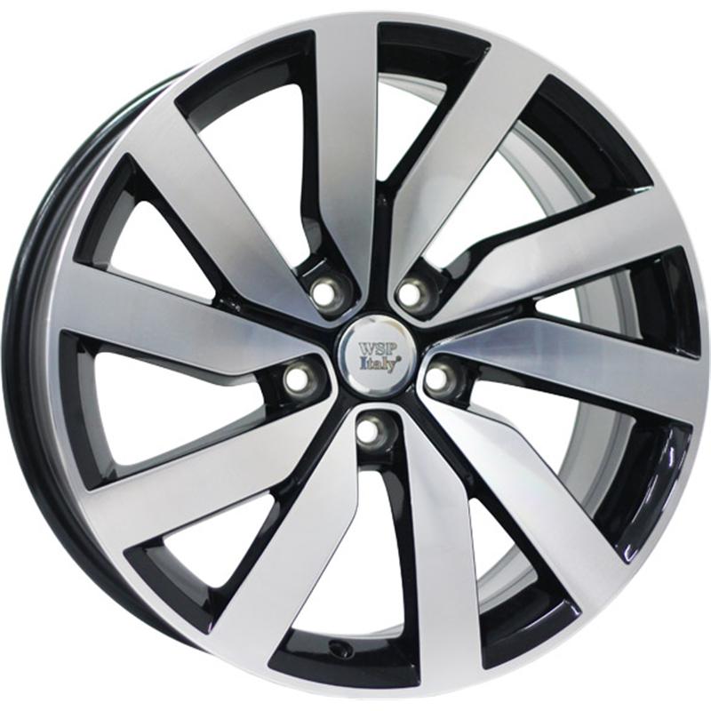 Cerchi in Lega WSP ITALY W468 Cheope Glossy Black Polished 5 fori 18\" 8X18 ET44 5x112